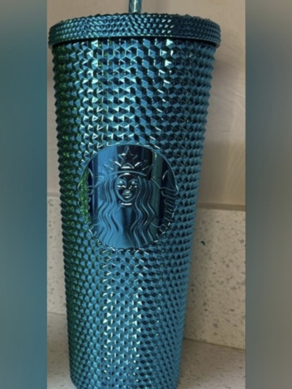 Starbucks Metallic Teal Studded Tumbler with Lid